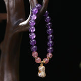 Strawberry Crystal Amethyst Bracelet with Peanut Pendant