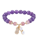 Strawberry Crystal Amethyst Bracelet with Peanut Pendant
