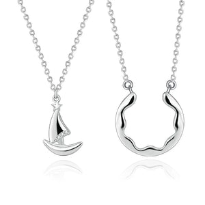 Ocean Boat Haven 925 Silver Couple Necklaces Romantic Jewelry