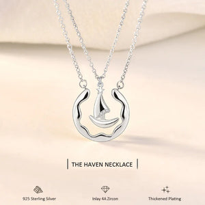 Ocean Boat Haven 925 Silver Couple Necklaces Romantic Jewelry