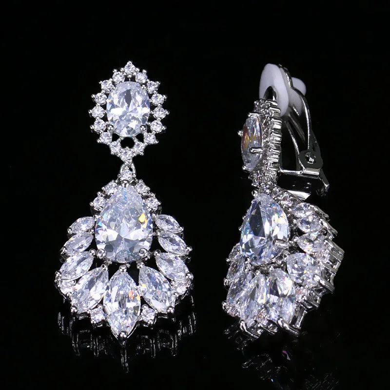 Olive Diamond Clip Earrings High Carbon Diamond Bridal Stud Earrings