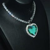 Exaggerated Ocean Heart Necklace High Carbon Diamond Jewelry