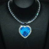 Exaggerated Ocean Heart Necklace High Carbon Diamond Jewelry