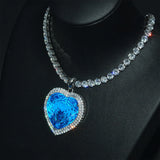 Exaggerated Ocean Heart Necklace High Carbon Diamond Jewelry