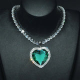 Exaggerated Ocean Heart Necklace High Carbon Diamond Jewelry