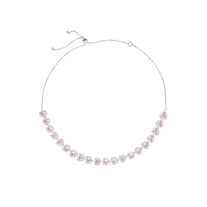 Women's Pink Diamond Heart Necklace High Carbon Diamond Jewelry
