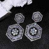 Exaggerated 6 Sided Square Diamond Stud Earrings