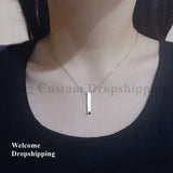 Projection Bar Necklace Rectangle Photo Pendants for Men and Women