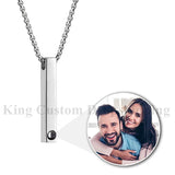 Projection Bar Necklace Rectangle Photo Pendants for Men and Women