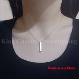 Projection Bar Necklace Rectangle Photo Pendants for Men and Women