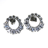 925 Sterling Silver Stud Earrings Zircon Inlaid Vintage Jewelry