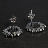 925 Sterling Silver Stud Earrings Zircon Inlaid Vintage Jewelry