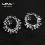 925 Sterling Silver Stud Earrings Zircon Inlaid Vintage Jewelry