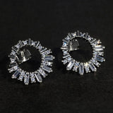 925 Sterling Silver Stud Earrings Zircon Inlaid Vintage Jewelry