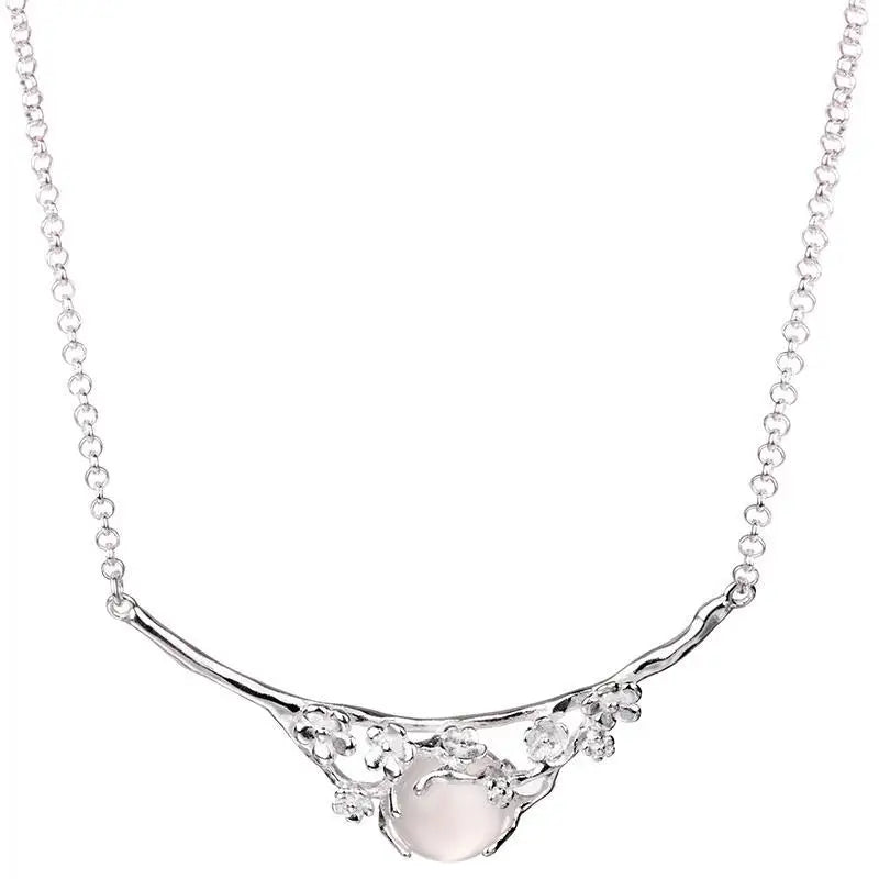 S925 Silver Moonlight Jade Marrow Shadow Plum Necklace