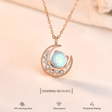 S925 Silver Moon and Star Necklace with Moonstone Pendant