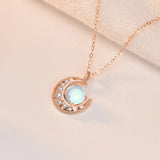 S925 Silver Moon and Star Necklace with Moonstone Pendant