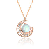 S925 Silver Moon and Star Necklace with Moonstone Pendant