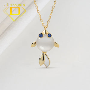 Childlike Goldfish Opal Pendant Necklace for Women