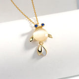 Childlike Goldfish Opal Pendant Necklace for Women