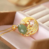S925 Hetian Gray Jade Fish Pendant Necklace