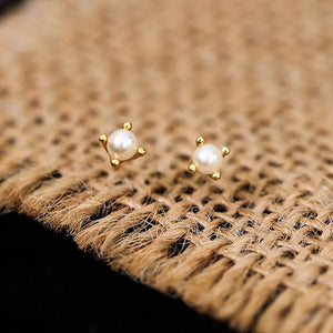 S925 Silver Plated 14K Pearl Earrings Classic Red