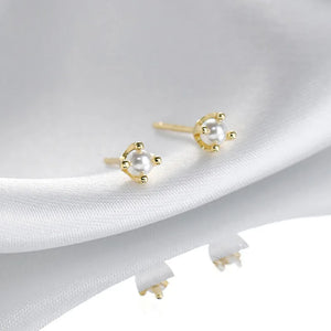 S925 Silver Plated 14K Pearl Earrings Classic Red