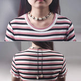 Seashells Necklace Bracelet Set Knit Chain Rope Choker Bracelets Gift
