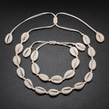 Seashells Necklace Bracelet Set Knit Chain Rope Choker Bracelets Gift