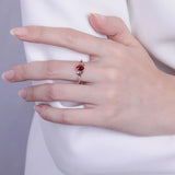 Silver Diamond Ruby Ring Adjustable Glamour Wedding Jewelry