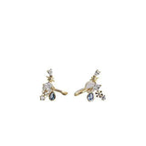 Silver Water Drop Pendant Stud Earrings - Snowflake Charm