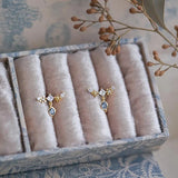Silver Water Drop Pendant Stud Earrings - Snowflake Charm