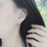 Silver Water Drop Pendant Stud Earrings - Snowflake Charm