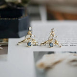 Silver Water Drop Pendant Stud Earrings - Snowflake Charm