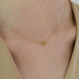 Silver Inlaid Light Olive Green Necklace Gemstone Pendant