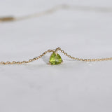 Silver Inlaid Light Olive Green Necklace Gemstone Pendant