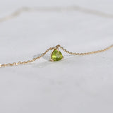 Silver Inlaid Light Olive Green Necklace Gemstone Pendant
