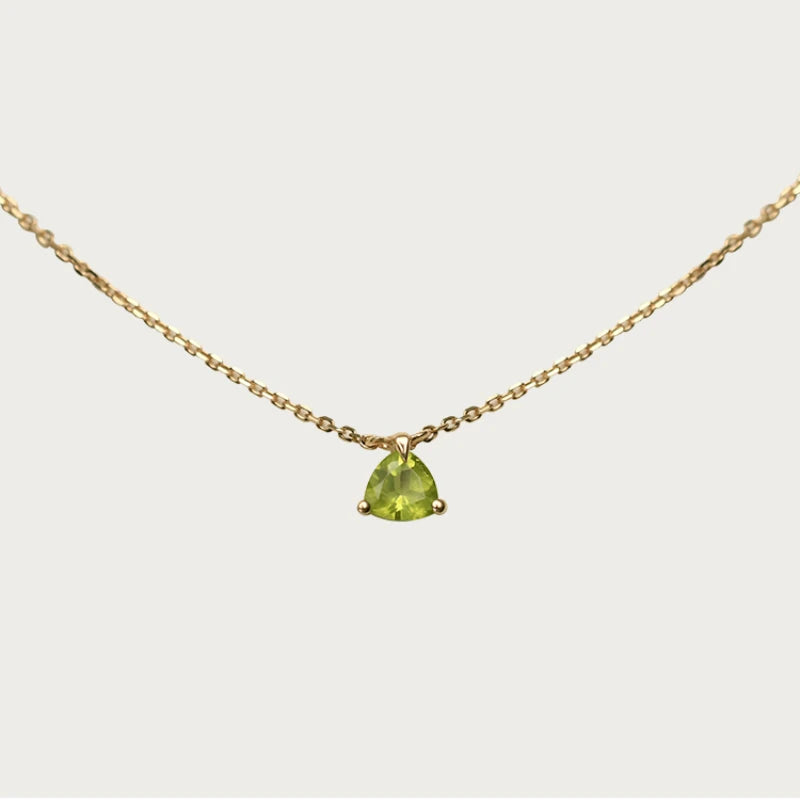 Silver Inlaid Light Olive Green Necklace Gemstone Pendant