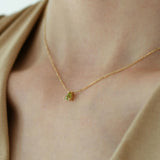 Silver Inlaid Light Olive Green Necklace Gemstone Pendant