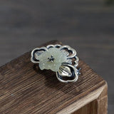 Ethnic Style Hetian Jade Flower Charm Ladies Brooch Dress Accessory