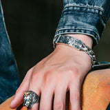 Silver Men's Chinese Style Retro Faucet Bracelet
