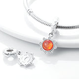 Sun Opal Dangle Charm for Bracelet 925 Silver Women Jewelry