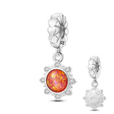 Sun Opal Dangle Charm for Bracelet 925 Silver Women Jewelry
