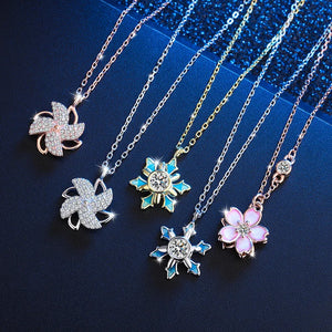 S925 Silver Rotating Ring Necklace Set