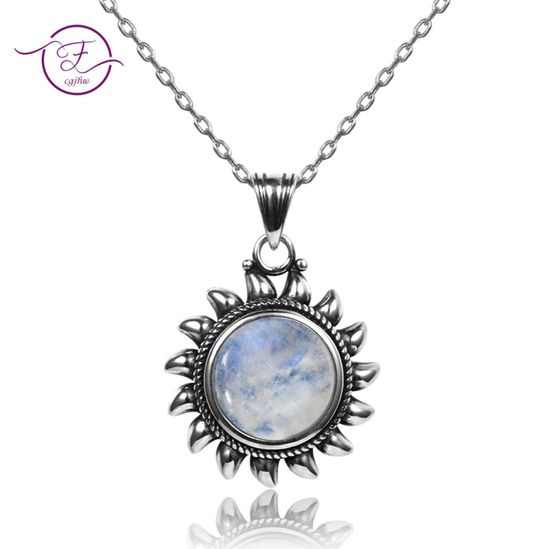 Sun Pendant Necklace 925 Sterling Silver Women's Jewelry