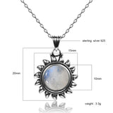 Sun Pendant Necklace 925 Sterling Silver Women's Jewelry