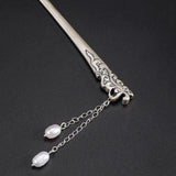 Thai Silver Retro Hairpin with Pearl Tassel