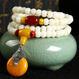 Jade Buddhi 108 Prayer Beads Charm Necklace for Women