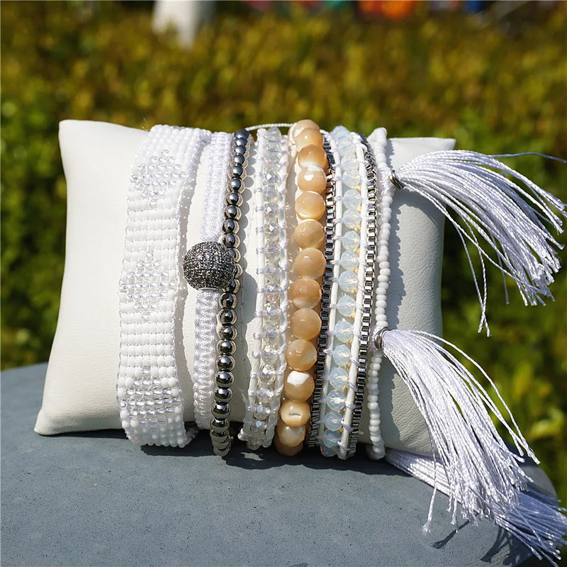 Tassel Multi-layer Ladies Bracelet Magnetic Buckle Woven Party Jewelry