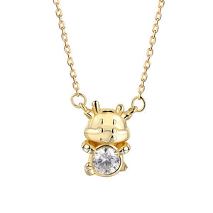 Zodiac Cow Necklace 925 Silver Zircon Chain Women Jewelry